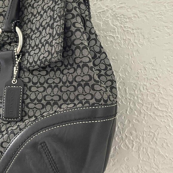 Y2K COACH BLACK SOHO SIGNATURE C SATCHEL, CANVAS, LEATHER TRIM, FLAP. NWOT - Picture 3 of 14